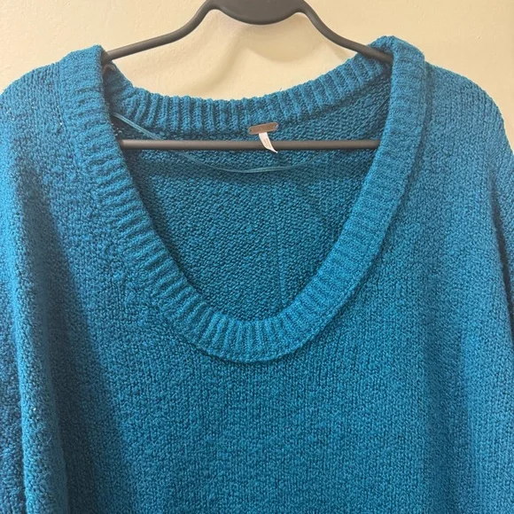 Free People Brookside Tunic Oversized Sweater Teal Size S - Picture 10 of 11